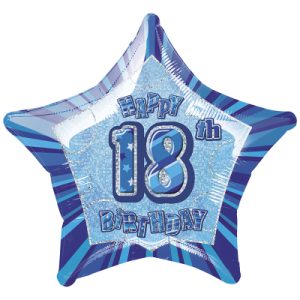 Balão Prismático Azul 18Th Happy Birthday