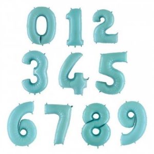 Balão Grande Numérico Azul Pastel 102Cm