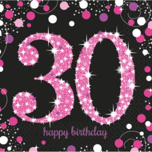 Guardanapos Pink Sparkling Celebration 30Th