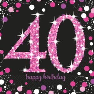 Guardanapos Pink Sparkling Celebration 40th