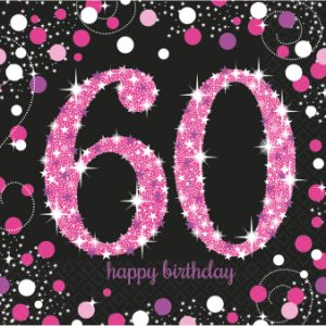 Guardanapos Pink Sparkling Celebration 60th