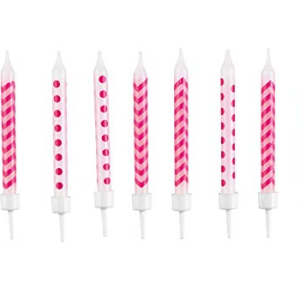 Velas Cor-de-Rosa “Dots & Chevron Bright Pink”