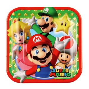 Pratos Pequenos Quadrados Super Mário