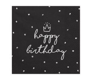 Guardanapos Pretos Happy Birthday