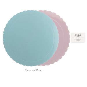 Base Bolo Redonda Azul/Rosa 35cm