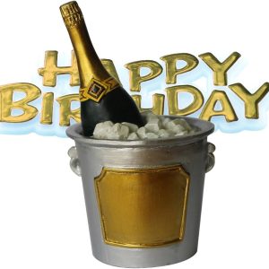 Decoração de Bolo Happy Birthday Champagne