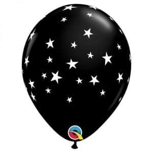 Balões Latex Preto Estrelas 11” c/25