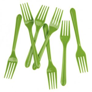 Pack 10 garfos de plástico – verde kiwi