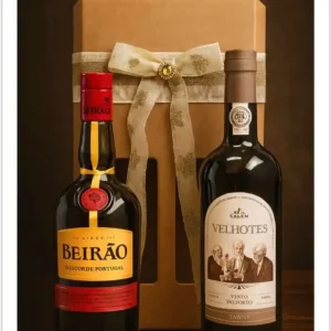 Conjunto Licor Beirão & Vinho do Porto Velhotes com Caixa Kraft Decorada