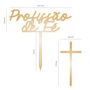 Topper Acrílico Ouro ” Profissão de Fé”