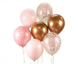 Balões Beleza e Charme Rosa e Cobre 12” c/7