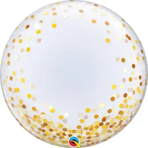 Balão Bubble QL Bolinhas Douradas 24”