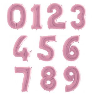 Balão Grande Numérico Rosa Pastel 102cm
