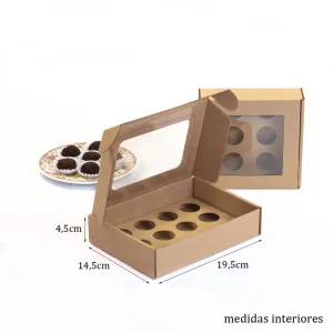Caixa 12 Brigadeiros Kraft 19,5×14,5×4,5 cm