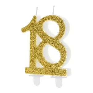 Vela 18 Glitter Dourado