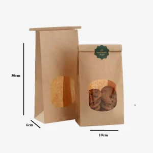 Bolsa de Papel Kraft para Bolachas 10x6x30cm