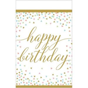 Toalha de Mesa Pastel Happy Birthday – Confetti Fun