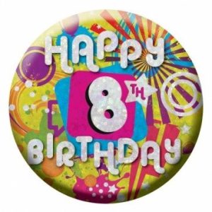 Crachá 8 Anos Happy Birthday