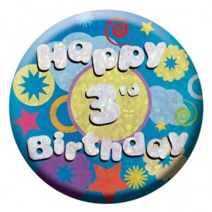Crachá 3 Anos Happy Birthday