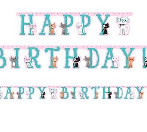 Happy Birthday Banner  Gatos – Purr Fect Party