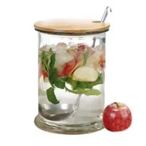 Poncheira de Vidro 5lt c/ Tampa Bambu + Concha Inox
