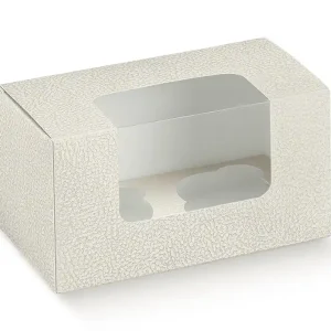 Caixa Pele Branca 2 Cupcakes 18x9x10cm