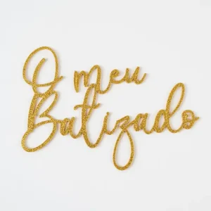 Topo Bolo Plástico Dourado O Meu Batizado s/ Pé