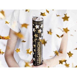 Canhão de Confetis Estrelas Douradas
